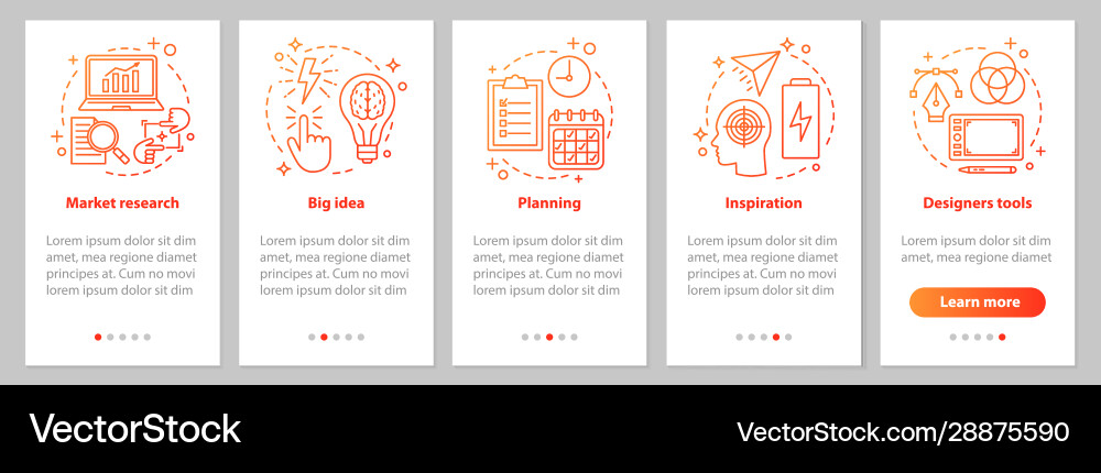 Graphic design development onboarding mobile app Vector Image