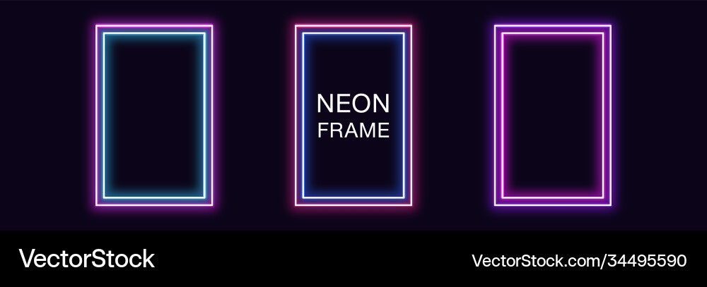 Neon rectangle frame set rectangular Vector Image
