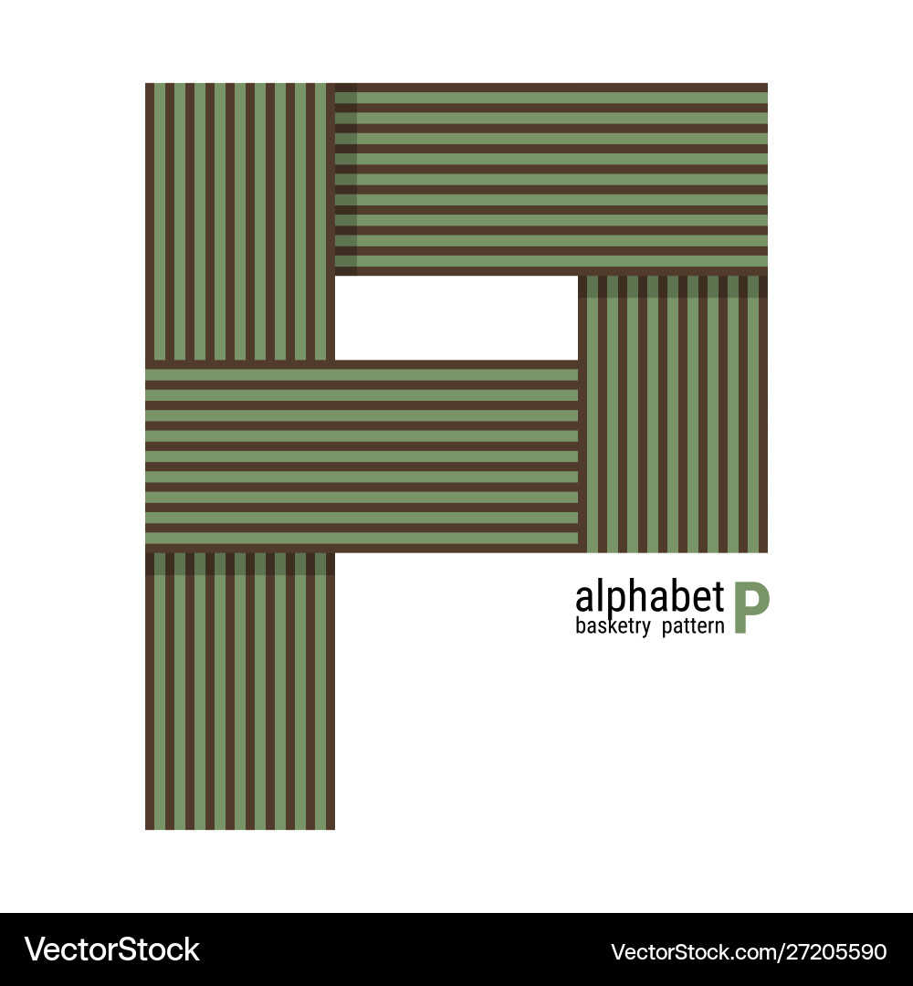 P - unique alphabet design with basketry pattern Vector Image