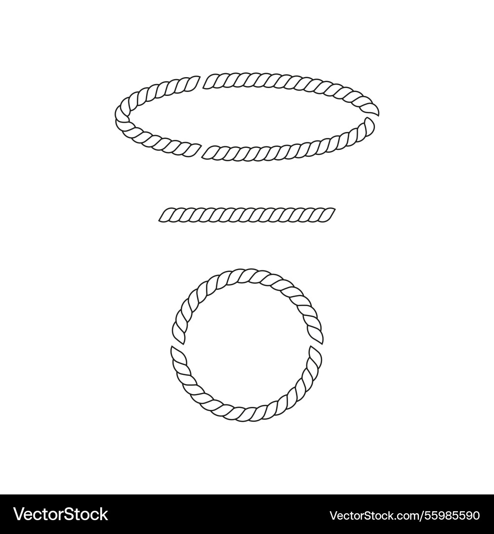 Rope design elements twisted line shapes minimal Rope design elements twisted line shapes minimal vector image
