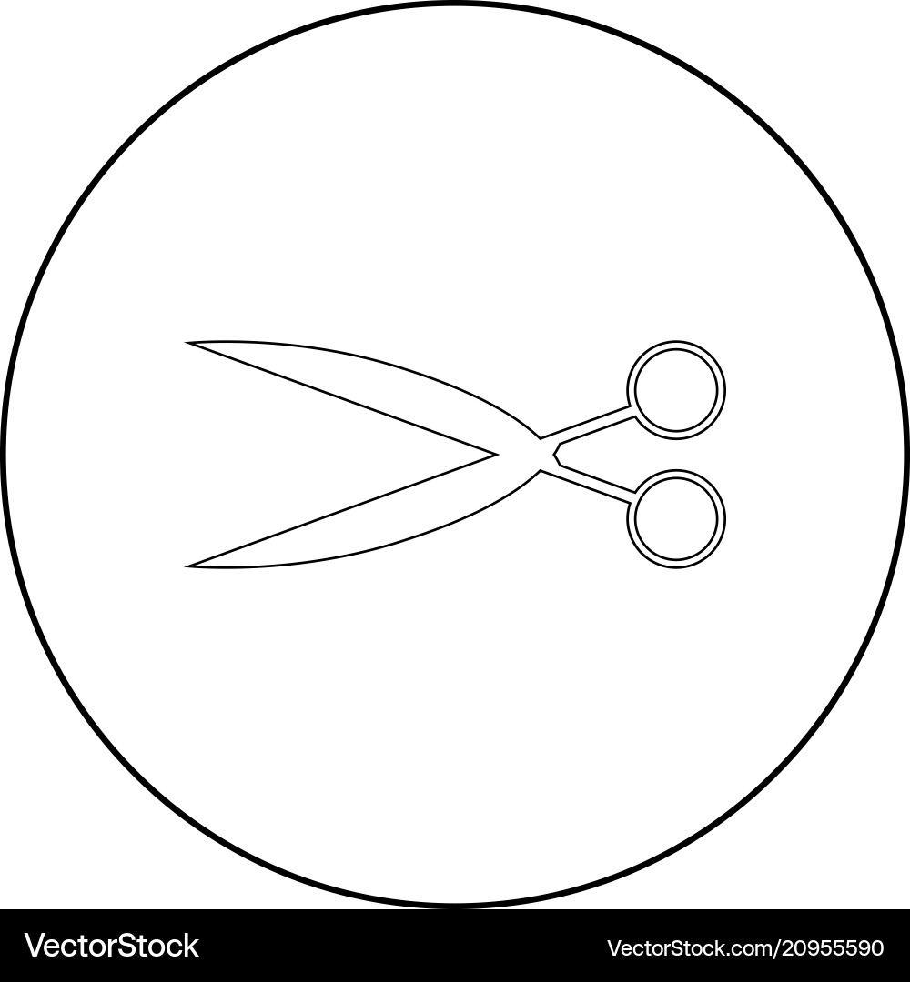 Scissors the black color icon in circle or round Vector Image