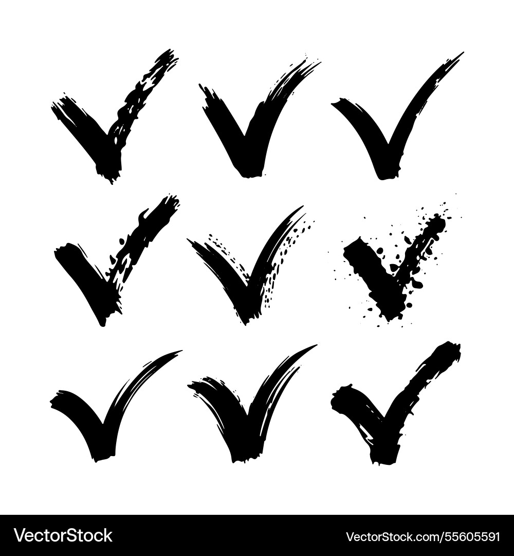 A collection of distressed check marks with uneven A collection of distressed check marks with uneven Vector Image