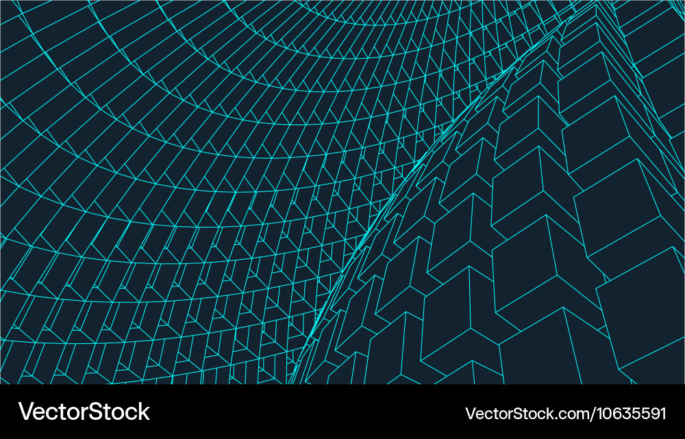 Abstract 3d illuminated distorted mesh sphere vector image