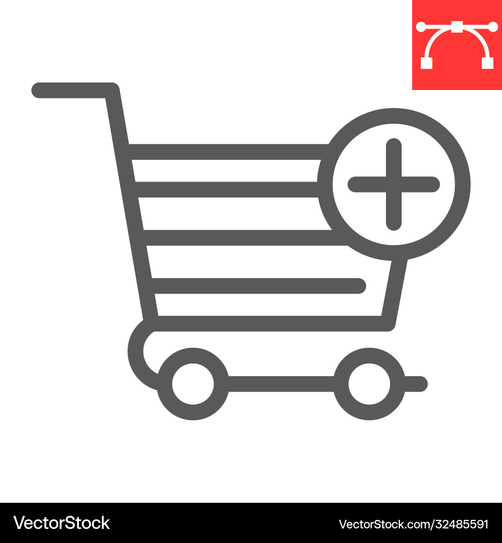 Add to shopping cart line icon ui and button Vector Image