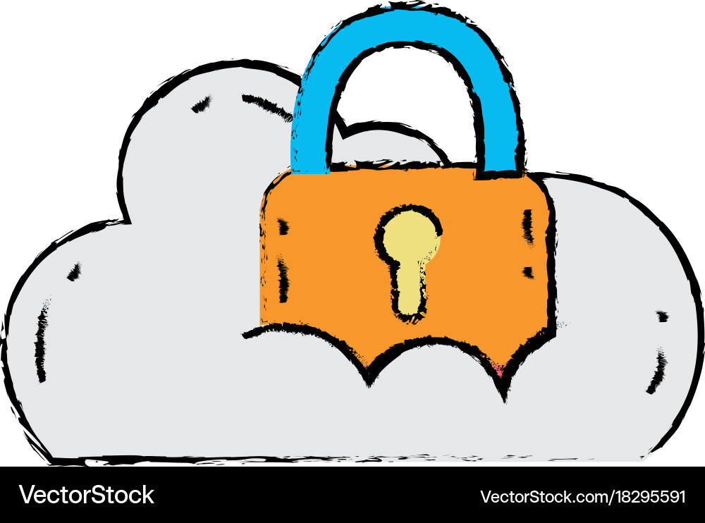 Cloud data with padlock to security information Vector Image