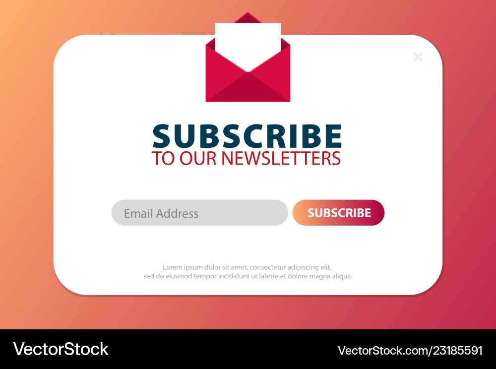 Email subscribe online newsletter submit button Vector Image