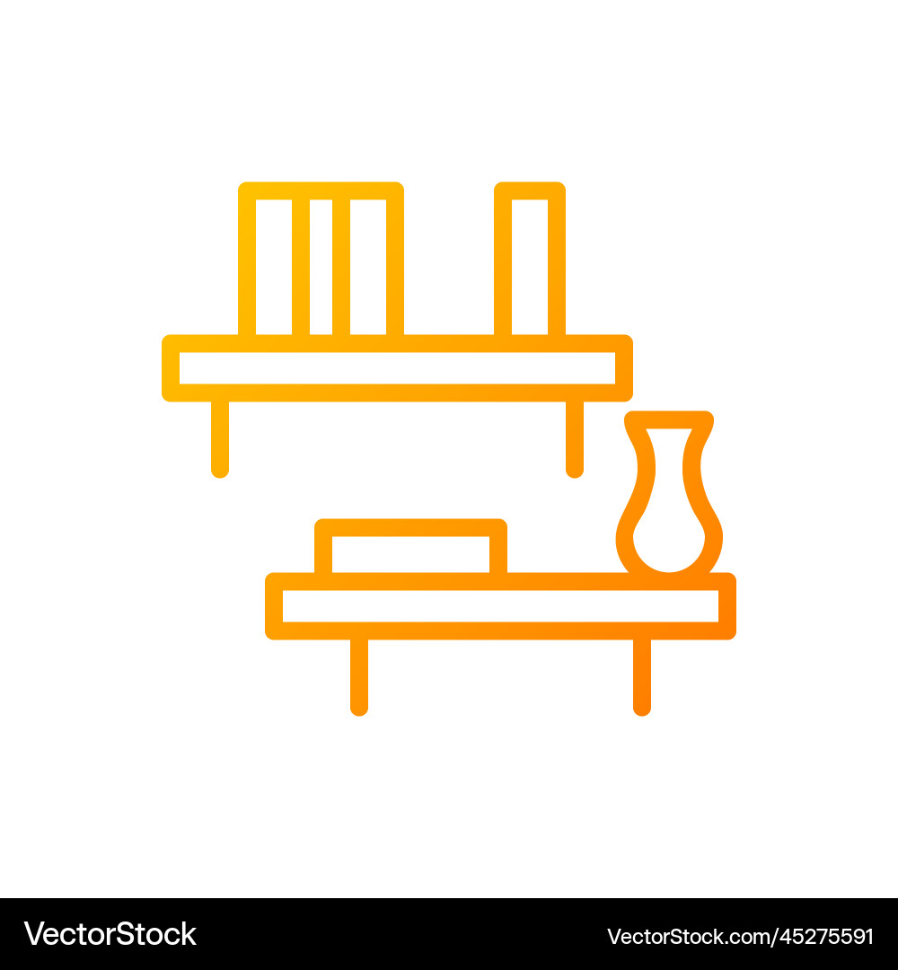 Floating shelf pixel perfect gradient linear icon Floating shelf pixel perfect gradient linear icon Vector Image