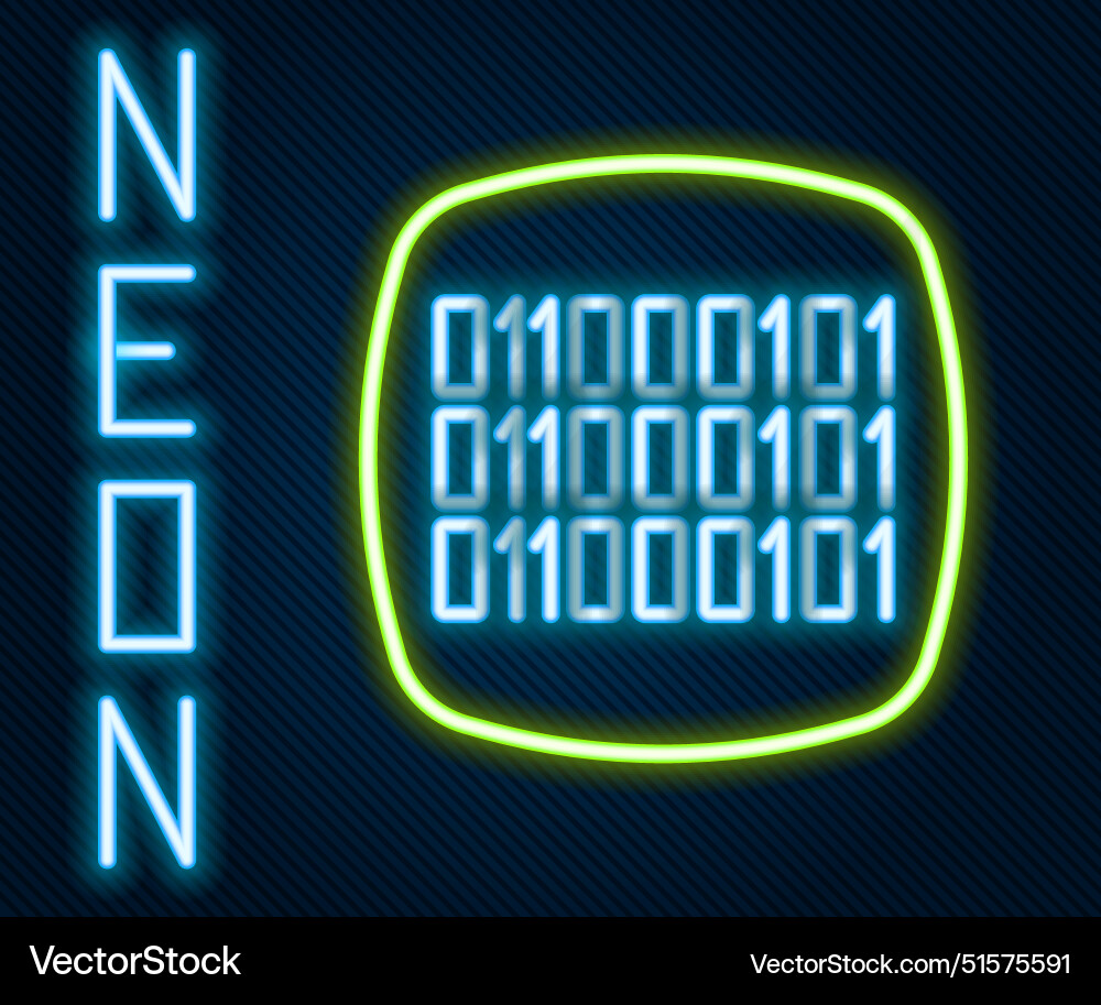 Glowing neon line binary code icon isolated Glowing neon line binary code icon isolated vector image