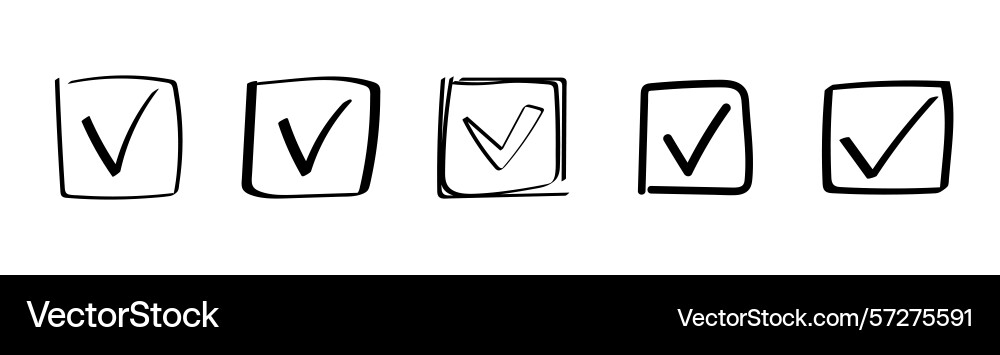 Hand drawn checkbox icons with sketchy checkmark vector image