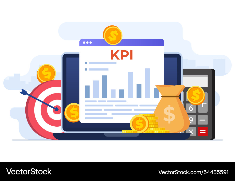 Kpi key performance indicators business technical Vector Image