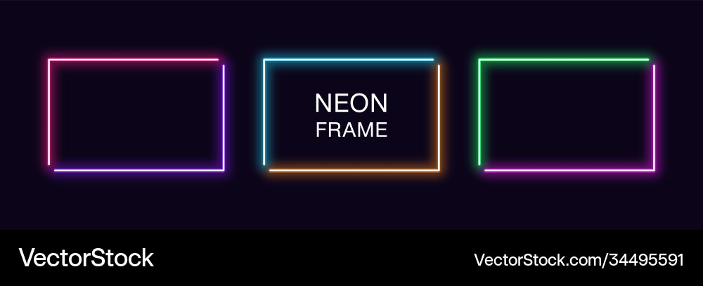Neon rectangle frame set rectangular Neon rectangle frame set rectangular Vector Image