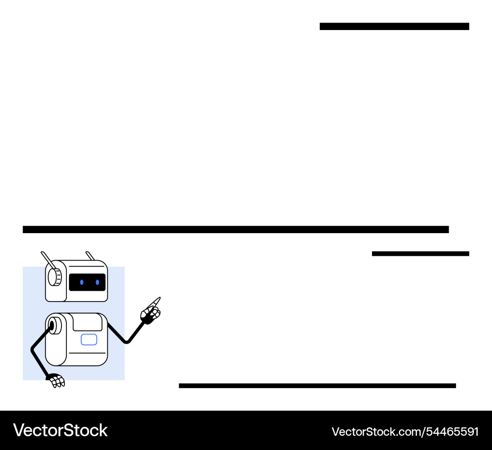 Robot character interacting with user interface Robot character interacting with user interface vector image