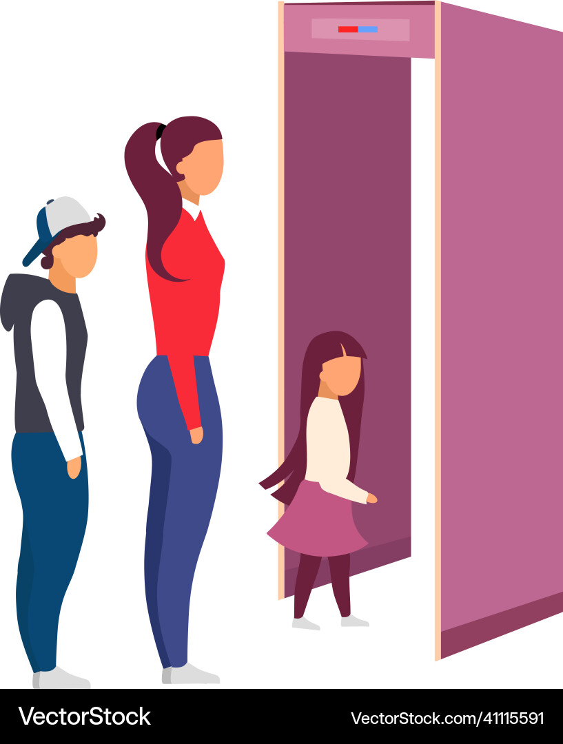 Standing in queue for airport security scan flat Vector Image