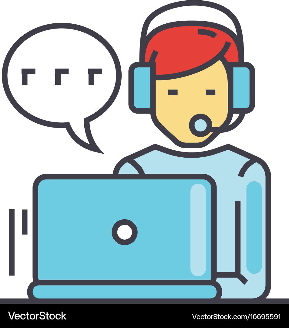 Support customer service man with computer Vector Image