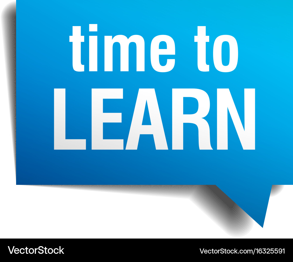 Time to learn blue 3d realistic paper speech Vector Image