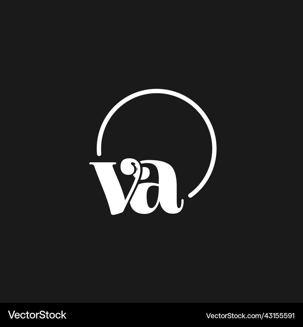 Va logo initials monogram with circular lines Va logo initials monogram with circular lines Vector Image