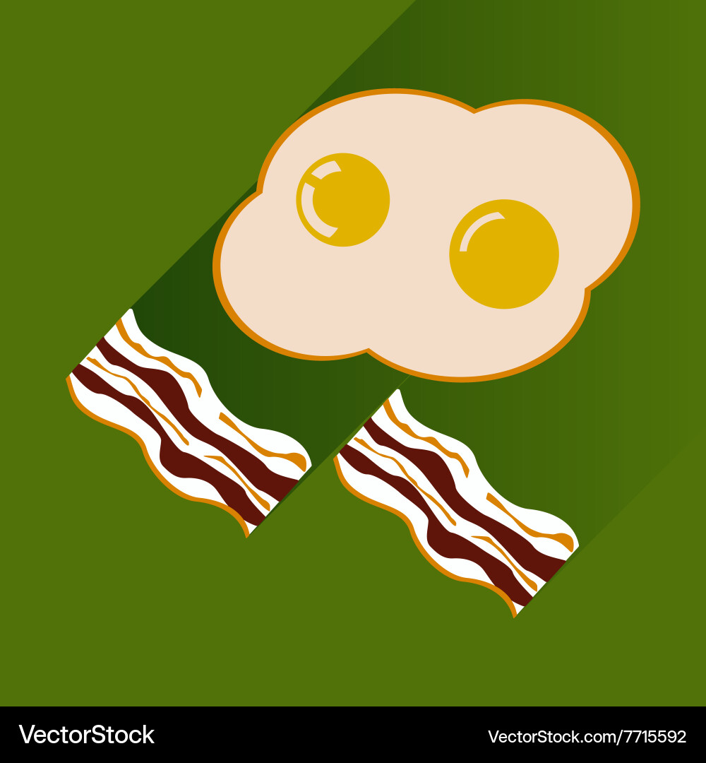 Flat with shadow icon scrambled eggs and bacon Vector Image