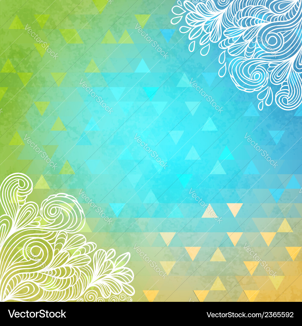 Geometric background with doodles and triangles Vector Image