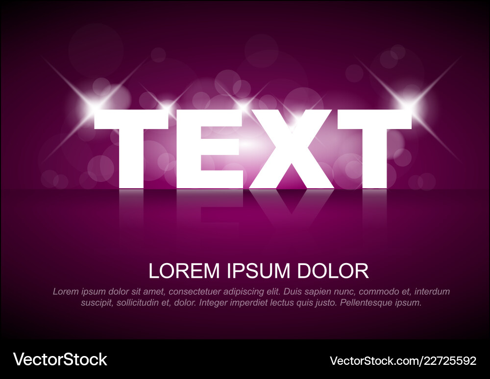 Glossy light effect on sample text template Vector Image