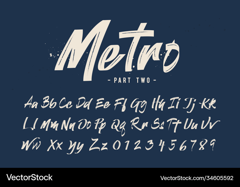 Grunge Script Font - Hand Drawn Style vector image