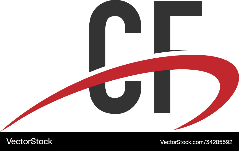 Initial letter cf linked swoosh monogram logo Vector Image