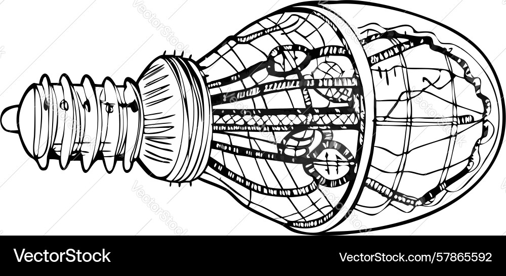 Intricate lightbulb with internal components Vector Image