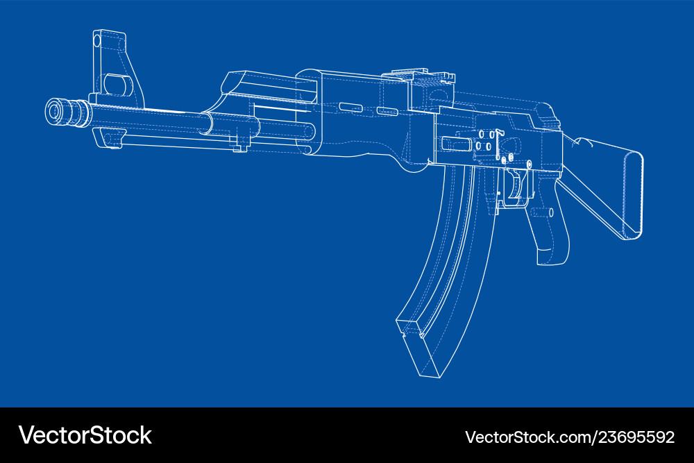 Machine gun rendering of 3d vector image