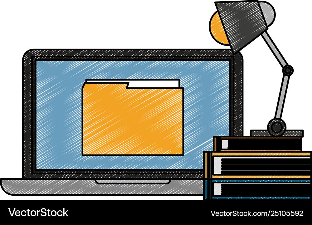 Office with computer scribble Vector Image