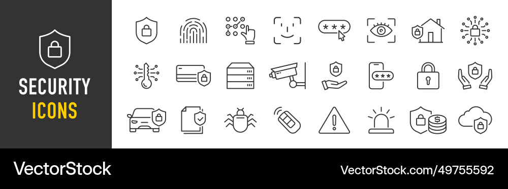 Security web icons in line style guard cyber Security web icons in line style guard cyber Vector Image