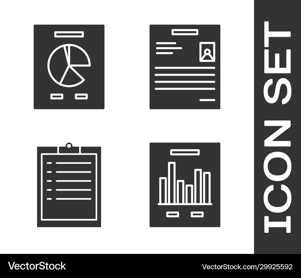 Set document with graph chart Vector Image