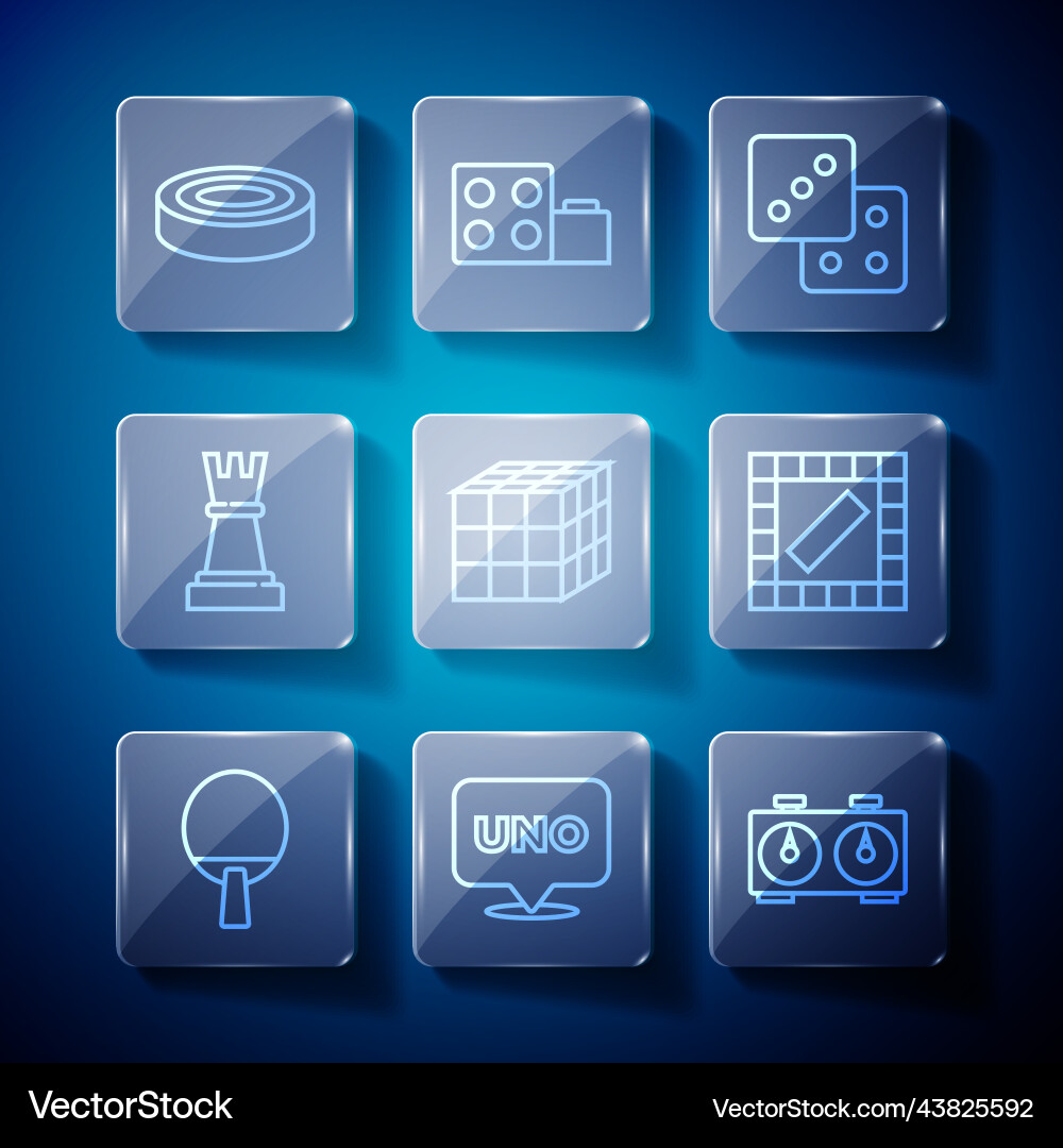 Set line racket uno card game time chess clock Vector Image