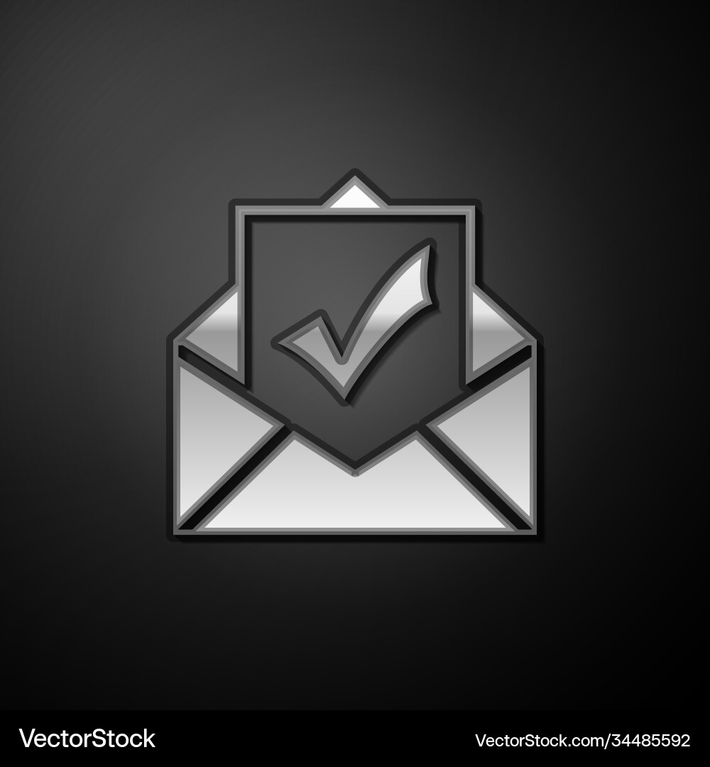 Silver envelope with document and check mark icon Silver envelope with document and check mark icon Vector Image