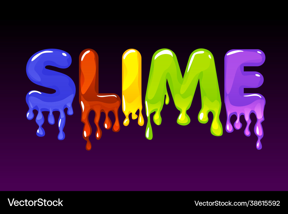 Slime multicolored text on dark background Vector Image