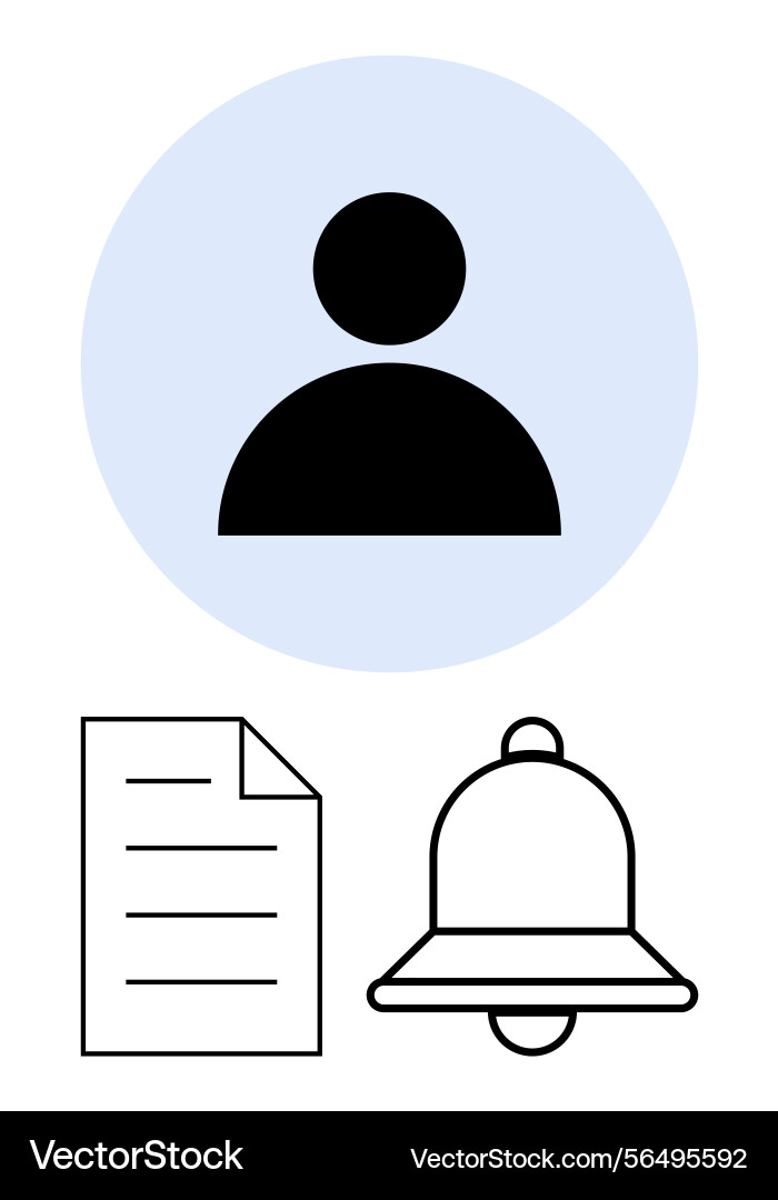 User profile icon with document and notification User profile icon with document and notification vector image