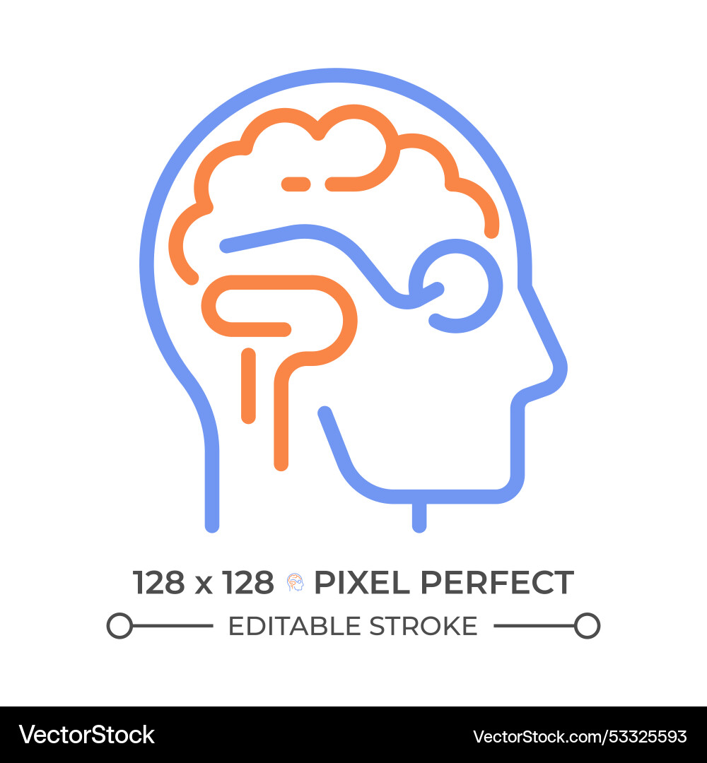 Brain Processing: Two Color Line Icon vector image