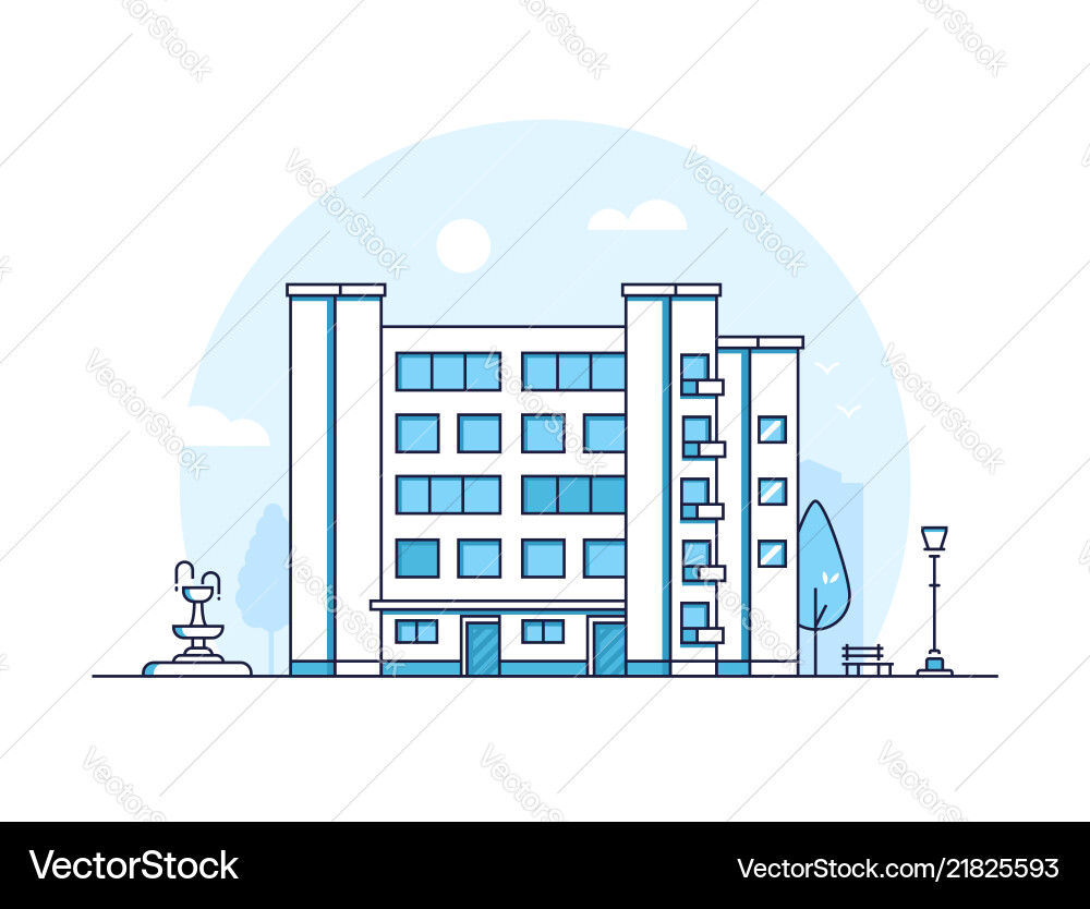 City building - modern thin line design style City building - modern thin line design style vector image