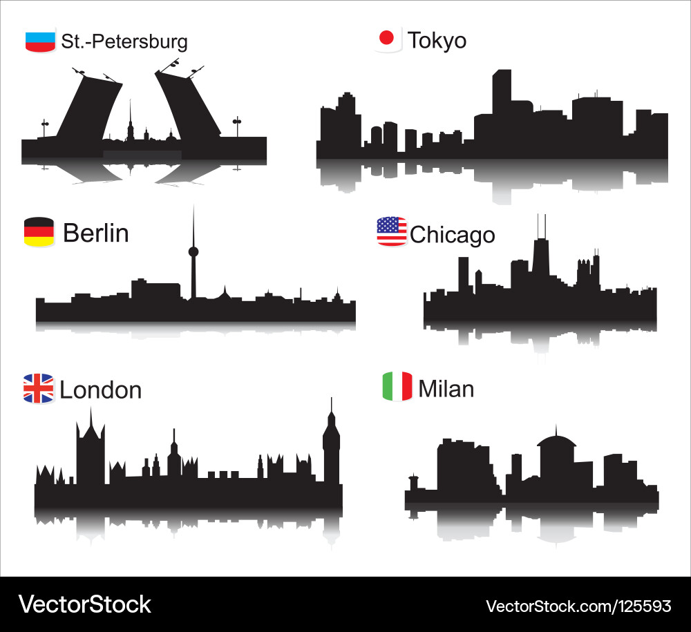 City Silhouettes Vector Image