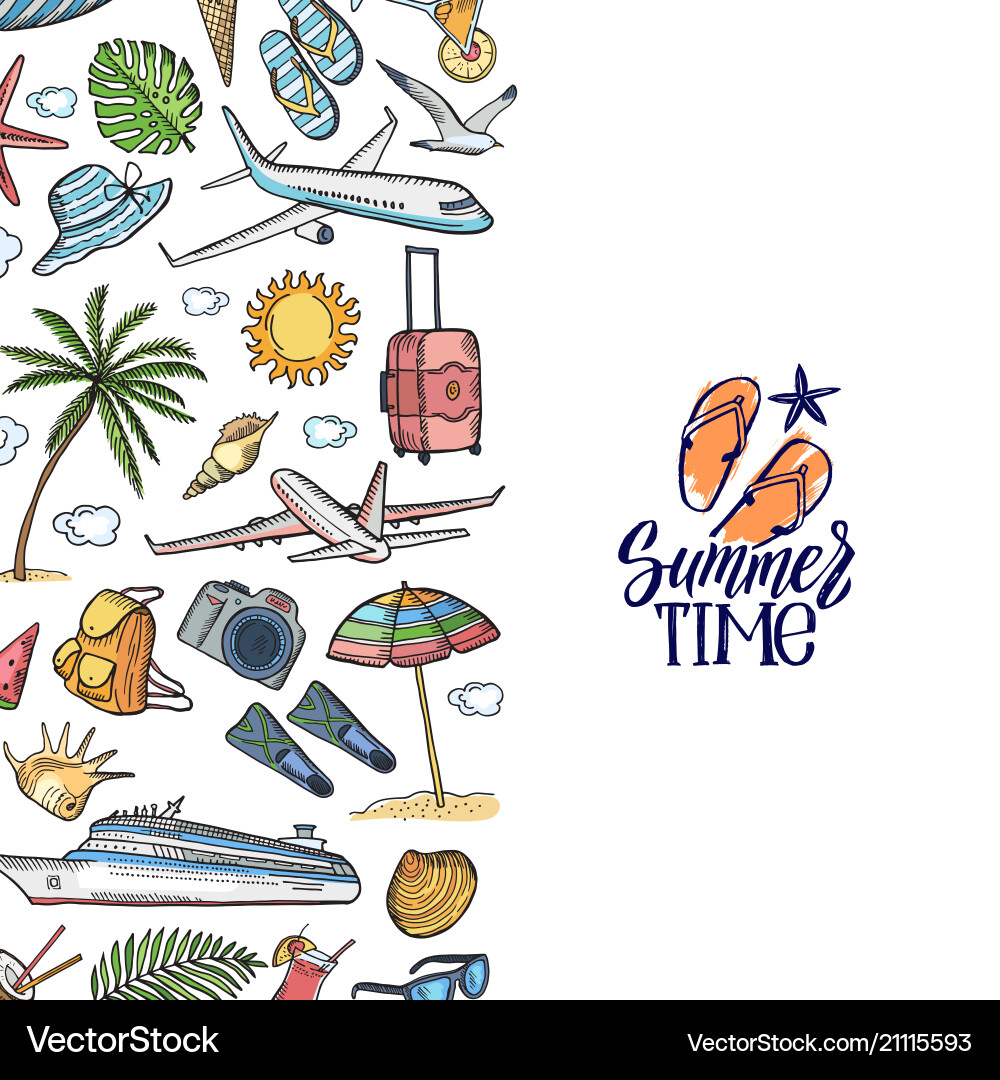 Hand drawn summer travel elements Hand drawn summer travel elements vector image