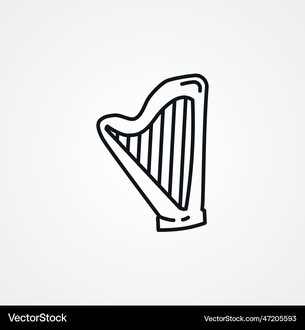 Harp line icon web linear Vector Image