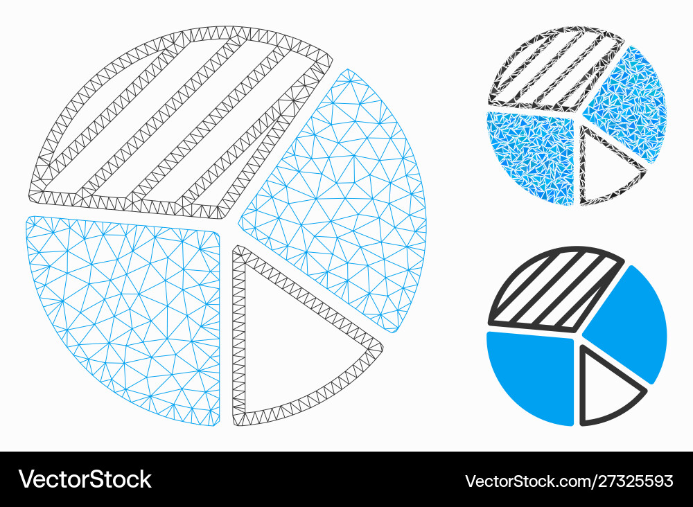 Pie chart mesh carcass model and triangle Vector Image