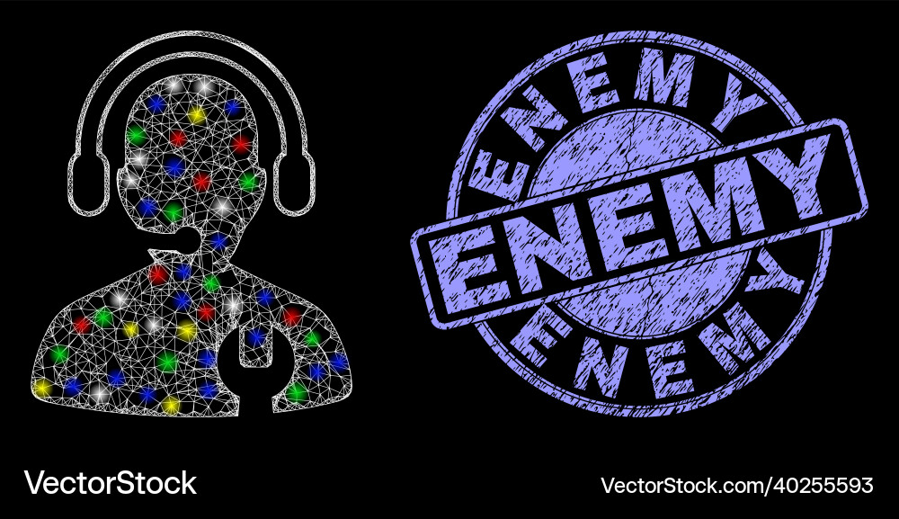 Scratched enemy seal and glowing network call Scratched enemy seal and glowing network call Vector Image