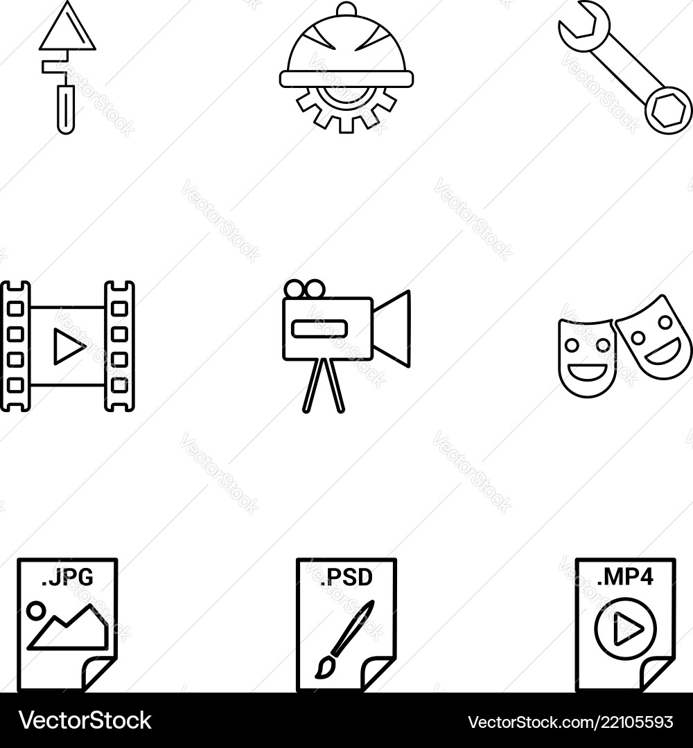 Spade gear wrench video camcoder smiley Vector Image