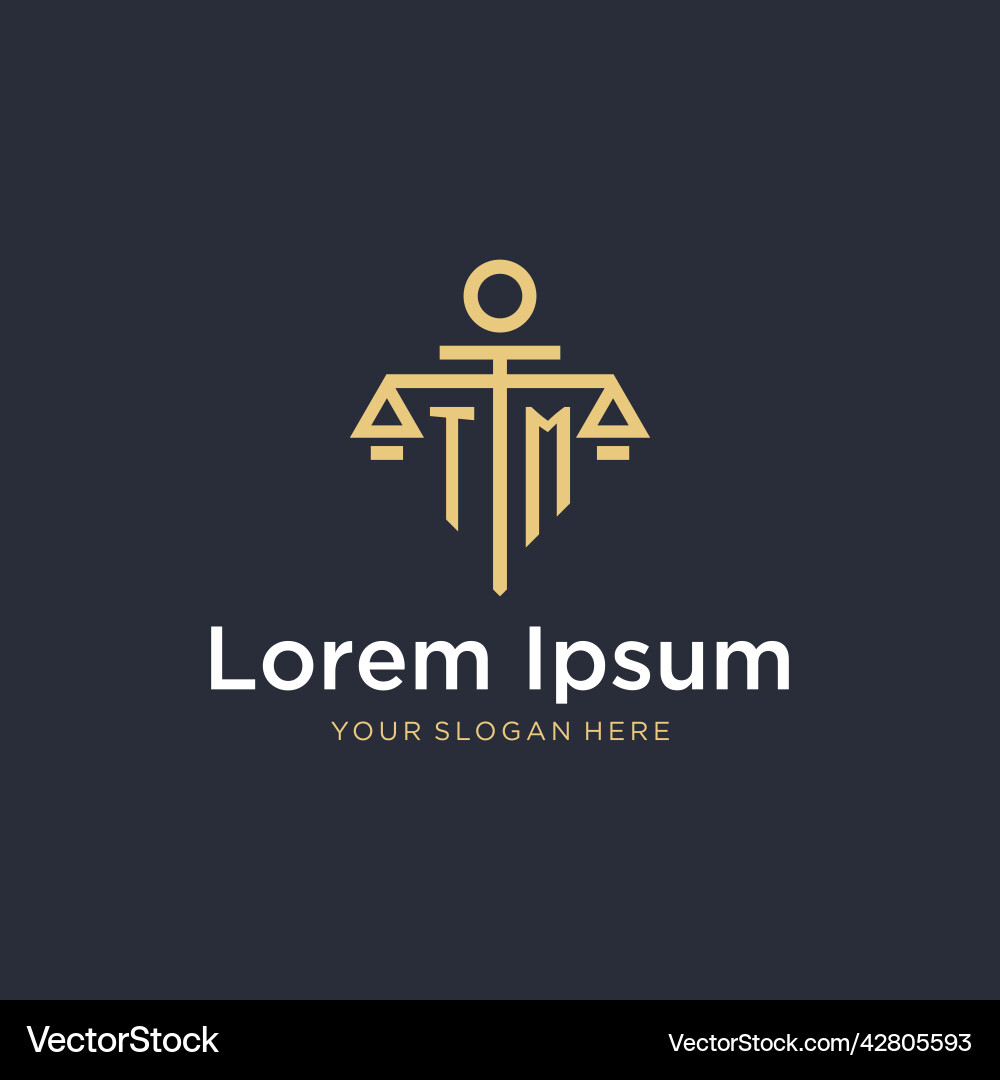 Tm initial monogram logo with scale and pillar Vector Image