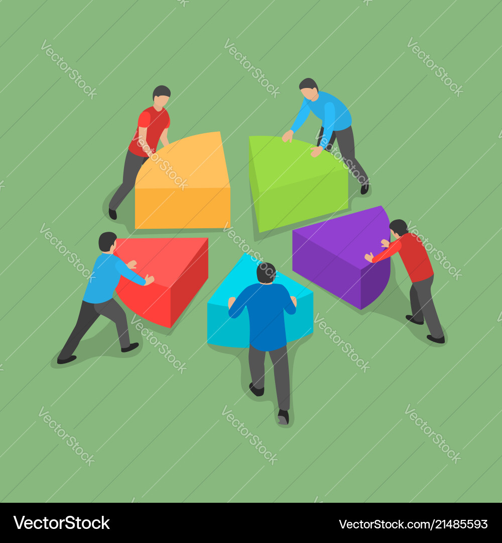 Unity people team background isometric style Unity people team background isometric style Vector Image