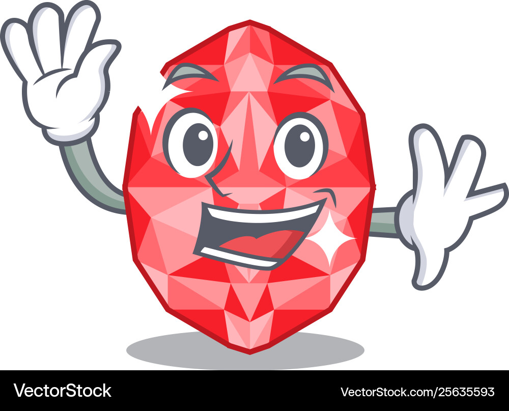 Waving ruby gems isolated with character Waving ruby gems isolated with character Vector Image