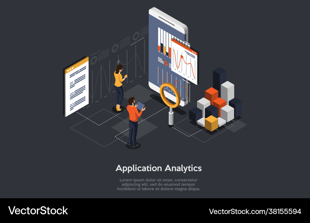 Application analytics mobile program development Vector Image