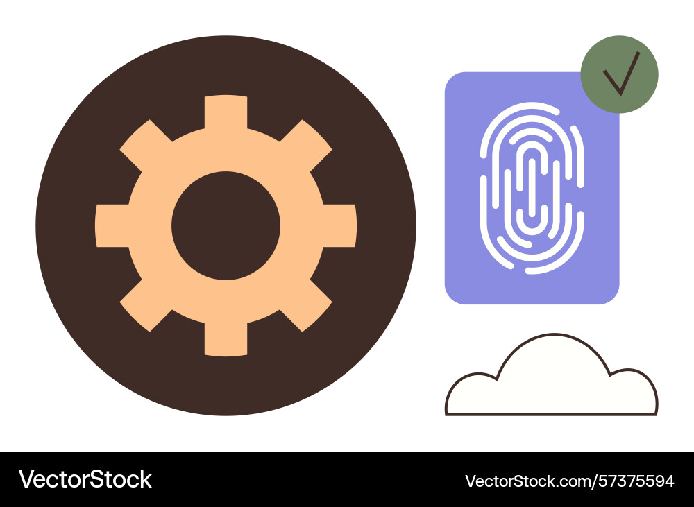 Digital security gear fingerprint authentication Digital security gear fingerprint authentication vector image