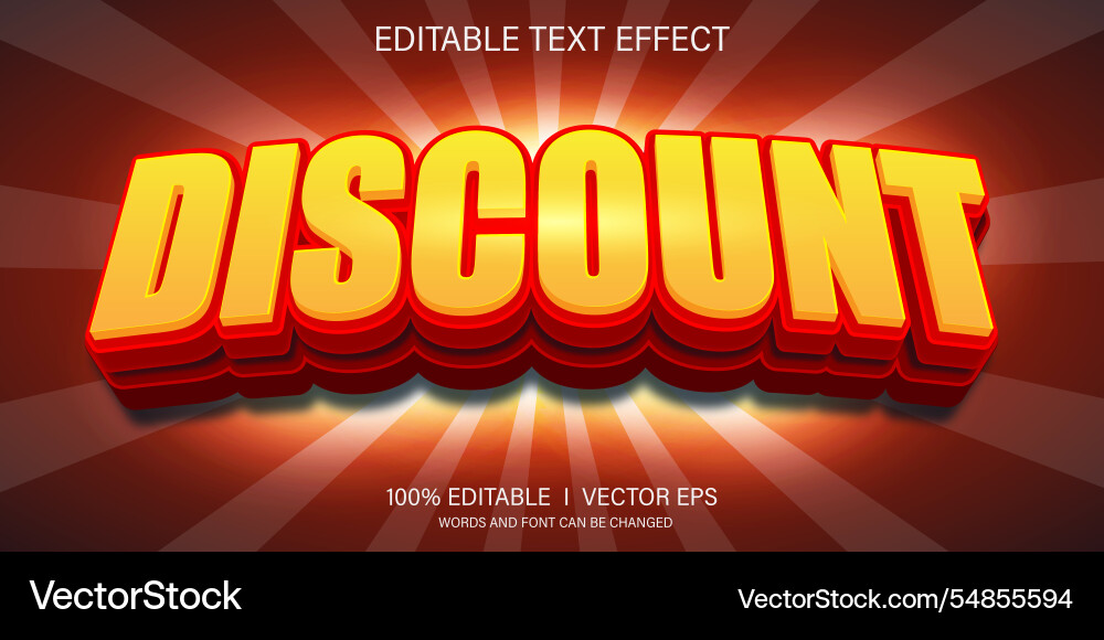 Discount text effect with modern style design Discount text effect with modern style design vector image