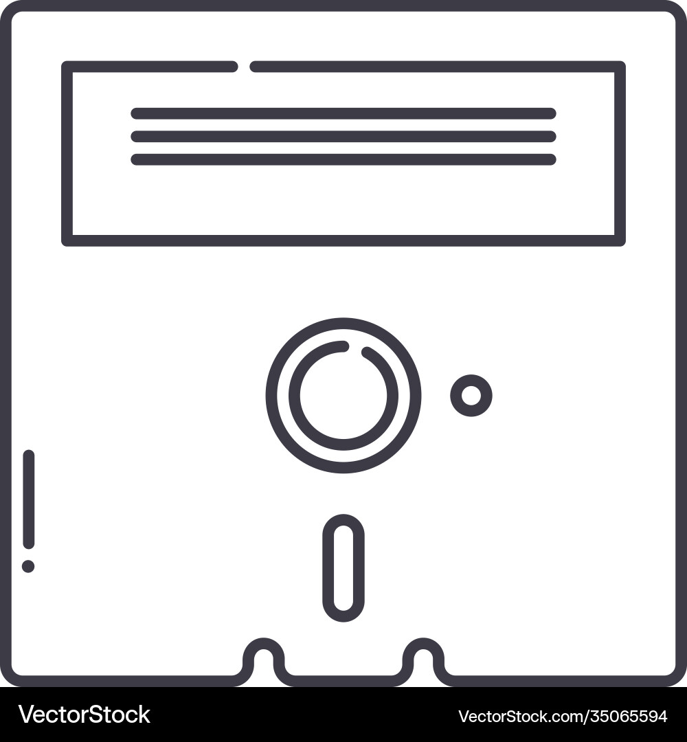 Floppy disk icon linear isolated Floppy disk icon linear isolated Vector Image