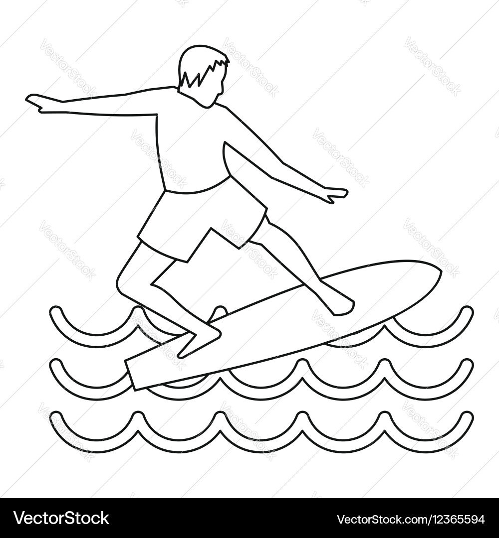 Man with surfboard icon simple style vector image